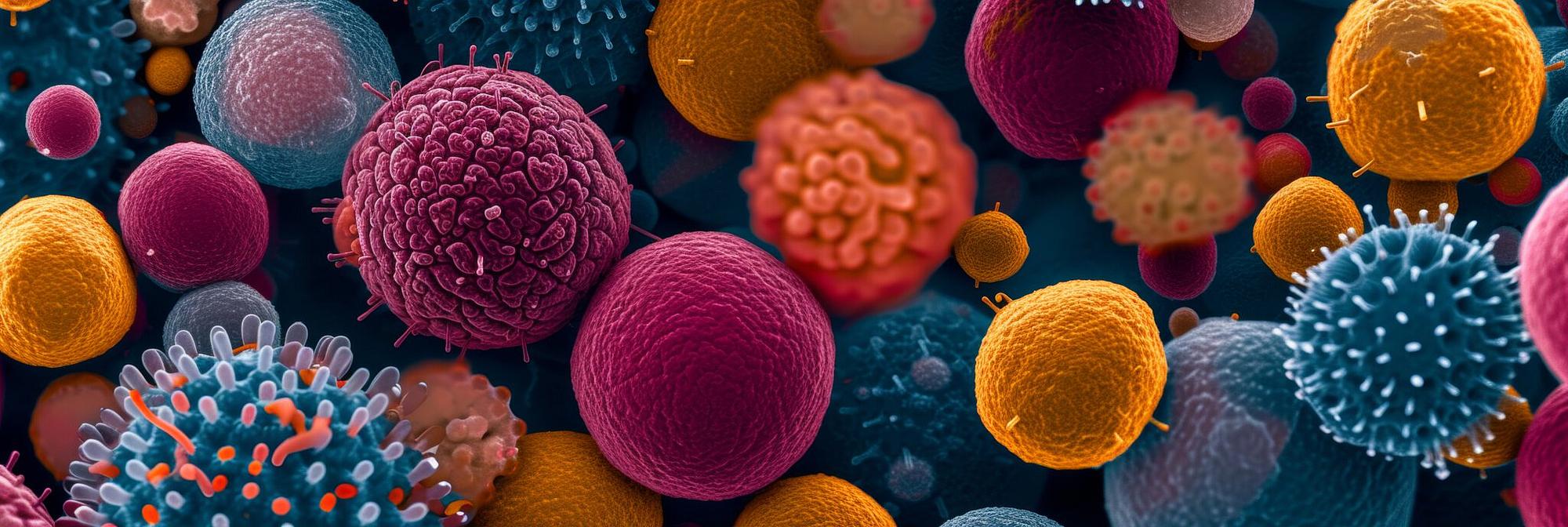 Bunte Pollen vergrößert mit dem elektronischen Mikroskop