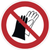Verbotszeichen P028 Benutzen von Handschuhen verboten