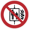 Verbotszeichen P020 Aufzug im Brandfall nicht benutzen